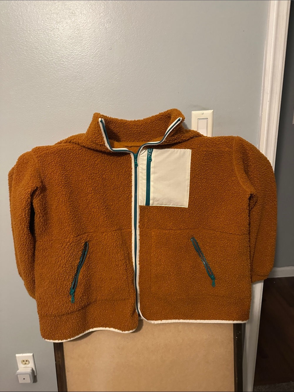 Universal Thread Rust Teddy Jacket with Cream Chest Pocket